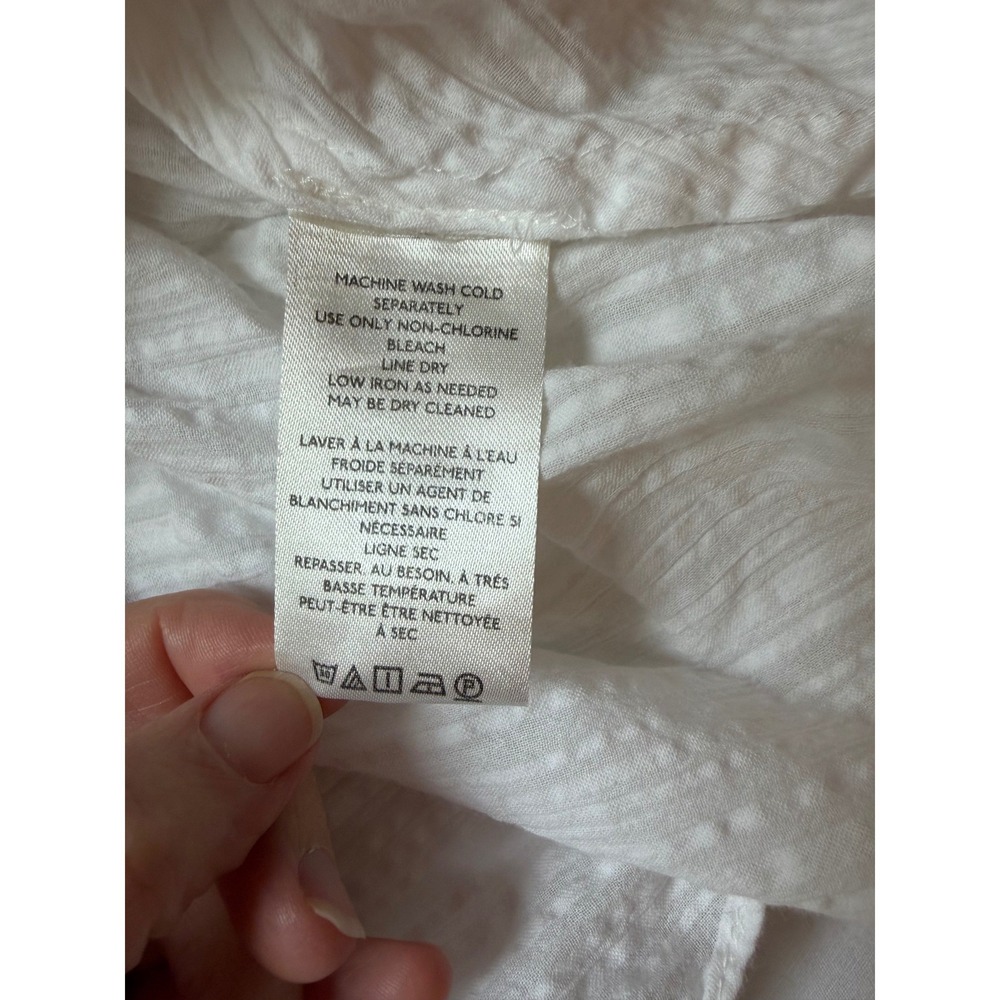 Free People White Peasant Puff Sleeve Smocked Hem Blouse - Picture 5 of 11